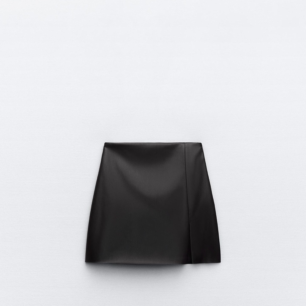 Zara Black Faux Leather Skort | NWT |